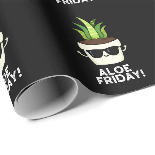 Aloe Friday Funny Aloe Vera Pflanze Pun Dark BG Geschenkpapier (Rolleneckpunkt)