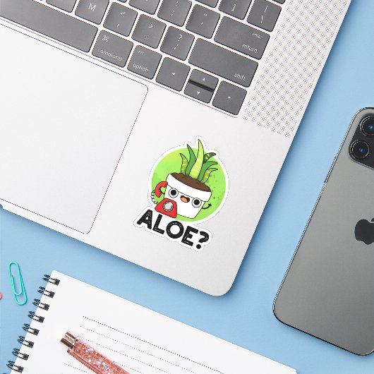 Aloe Funny Pflanze Hello Pun Aufkleber (Laptop mit iPhone)