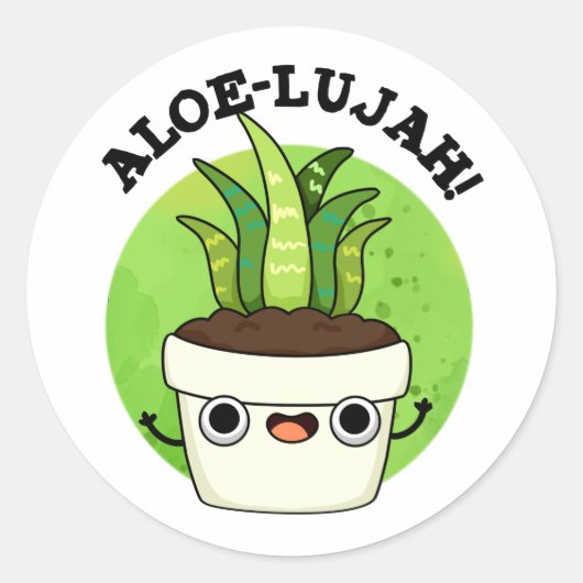 Aloe-llujah Funny Aloe Vera Pun Runder Aufkleber (Vorderseite)