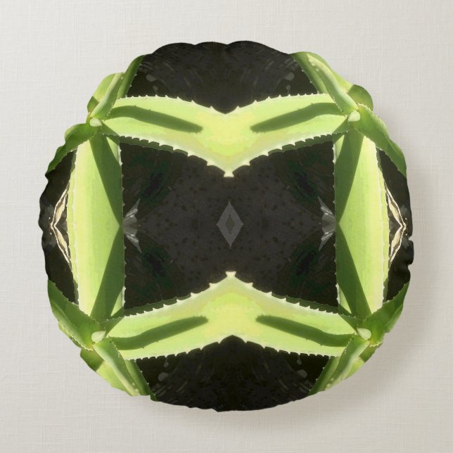 Aloe Pattern 3h Rundes Kissen (Vorderseite)
