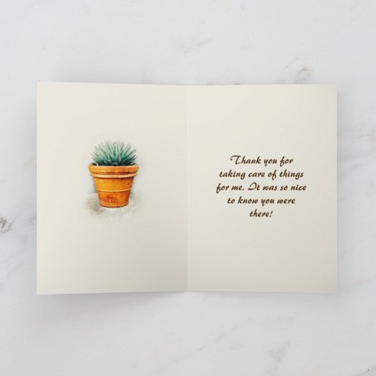 Aloe-Pflanze danken Ihnen für Ihr Caretaking Dankeskarte (Innenseite)