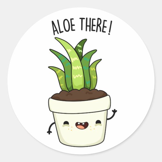 Aloe There Funny Aloe Vera Pun Runder Aufkleber (Vorderseite)