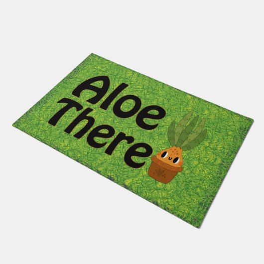Aloe There, Funny Pflanze Willkommen Fußmatte (Schrägansicht)