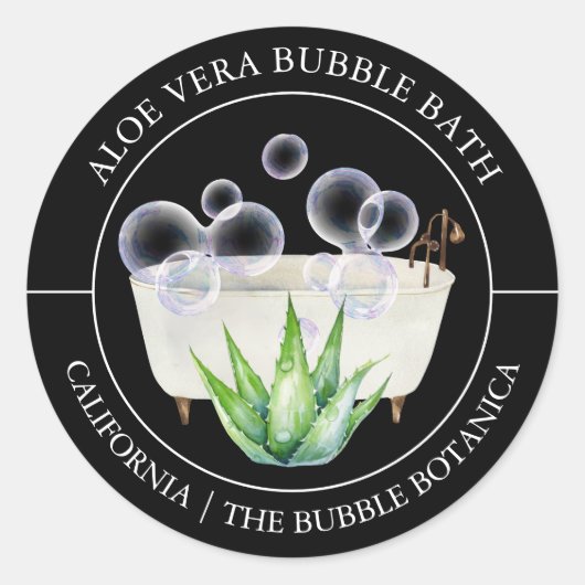Aloe Vera Bubble Bath-Label Runder Aufkleber (Vorderseite)