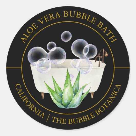 Aloe Vera Bubble Bath-Label Runder Aufkleber (Vorderseite)