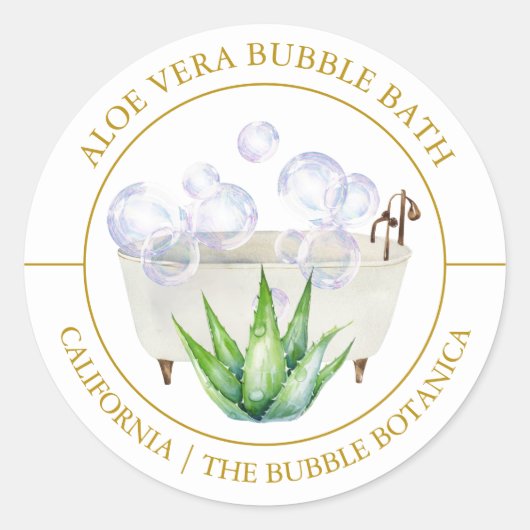Aloe Vera Bubble Bath-Label Runder Aufkleber (Vorderseite)