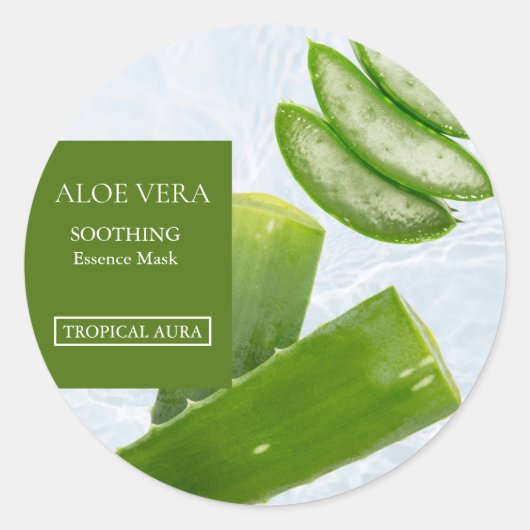Aloe vera Facial Mask Label Runder Aufkleber (Vorderseite)