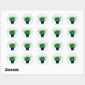Aloe Vera Hand Drawn Housepflanze Kunst Runder Aufkleber (Blatt)