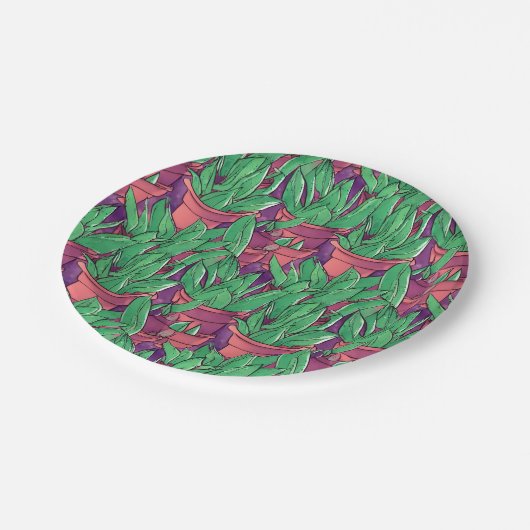 Aloe Vera in Pots Pattern Pappteller (Schrägansicht)