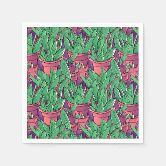 Aloe Vera in Pots Pattern Serviette (Vorderseite)