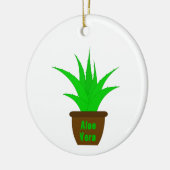 Aloe Vera mit einem Label Keramik Ornament (Links)