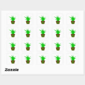 Aloe Vera mit einem Label Quadratischer Aufkleber (Blatt)