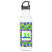 Aloe Vera Pflanze Muster Mit Monogramm Edelstahlflasche (Vorderseite)
