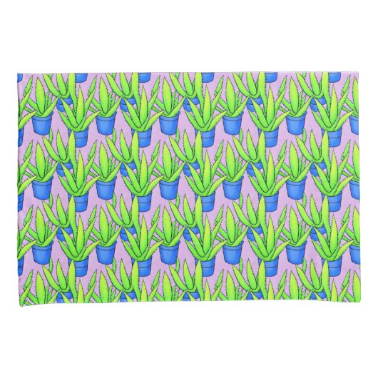 Aloe Vera Pflanze Muster Mit Monogramm Kissenbezug (Vorderseite-Rechts)