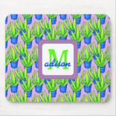 Aloe Vera Pflanze Muster Mit Monogramm Mousepad (Vorne)