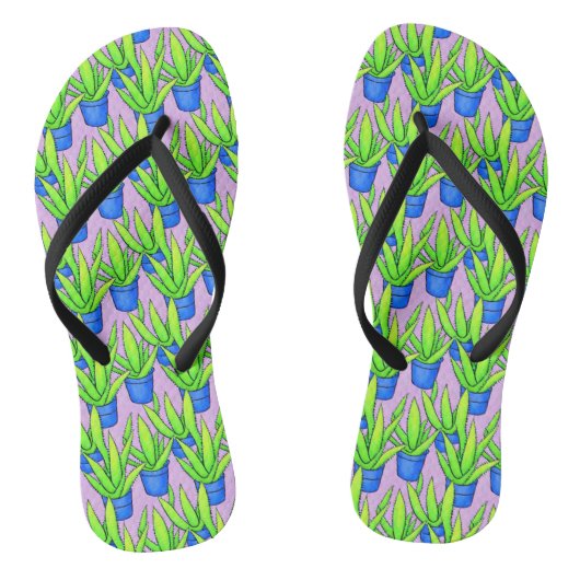 Aloe Vera Pflanze Muster Textil Badesandalen (Fußbett)
