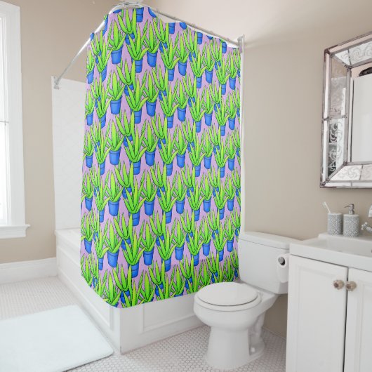 Aloe Vera Pflanze Muster Textil Duschvorhang (Beispiel)