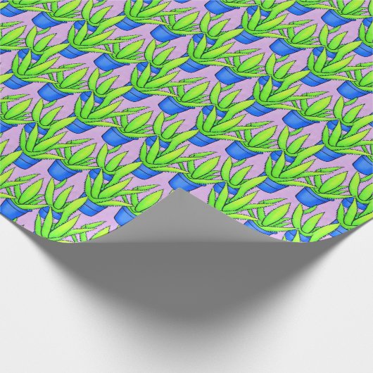 Aloe Vera Pflanze Muster Textil Geschenkpapier (Ecke)