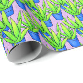 Aloe Vera Pflanze Muster Textil Geschenkpapier (Rolleneckpunkt)