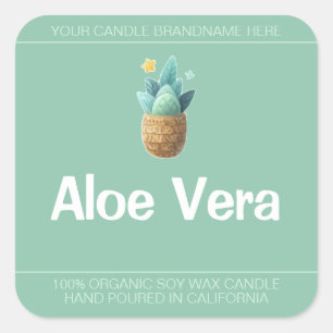 Aloe Vera Pflanze Niedlich Symbol Soy Candles Labe Quadratischer Aufkleber