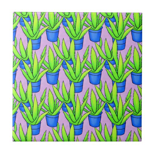 Aloe Vera Pflanzen Muster Fliese (Vorderseite)