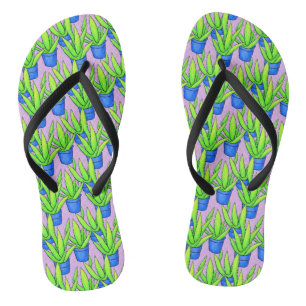 Aloe Vera Pflanzen Muster Textil Badesandalen