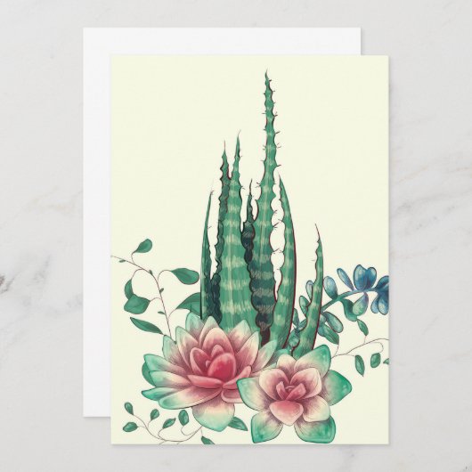 Aloe Vera Über Blume Save The Date (Vorne/Hinten)