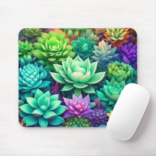 Aloe Vera und Succulents Collage Mousepad (Mit Mouse)