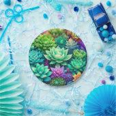 Aloe Vera und Succulents Collage Pappteller (Party)