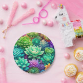 Aloe Vera und Succulents Collage Pappteller (Party)