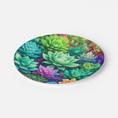 Aloe Vera und Succulents Collage Pappteller (Schrägansicht)