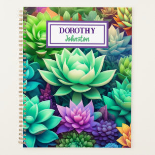 Aloe Vera und Succulents Collage Personalisiert Planer