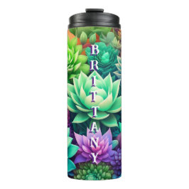 Aloe Vera und Succulents Collage Personalisiert Thermosbecher