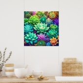 Aloe Vera und Succulents Collage Poster (Küche)