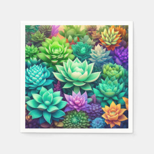 Aloe Vera und Succulents Collage Serviette