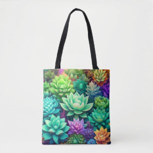 Aloe Vera und Succulents Collage Tasche