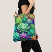 Aloe Vera und Succulents Collage Tasche (Von Nahem)