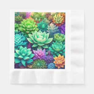 Aloe Vera und Sukkulenten Collage Serviette