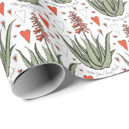 Aloe You Vera Much Orange Aloe Pflanze und Herzen Geschenkpapier