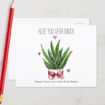 Aloe You Vera Much Pun Classroom Valentine 