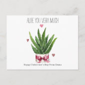 Aloe You Vera Much Pun Classroom Valentine Postkarte (Vorderseite)