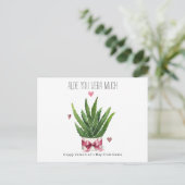 Aloe You Vera Much Pun Classroom Valentine  Postkarte (Stehend Vorderseite)