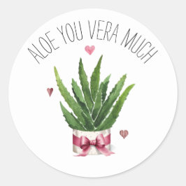 Aloe You Vera Much Pun Classroom Valentine  Runder Aufkleber