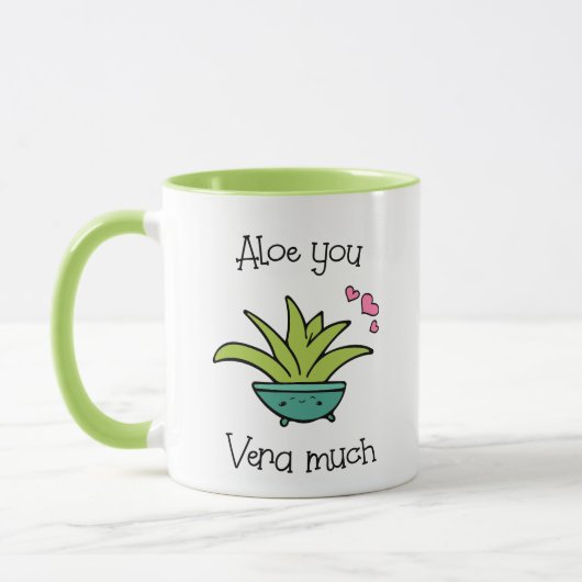 Aloe You Vera viel Niedliche Liebe Pun Tasse (Links)