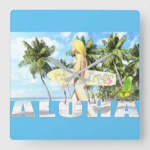 Aloha 01 quadratische wanduhr