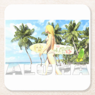 Aloha 01 rechteckiger pappuntersetzer