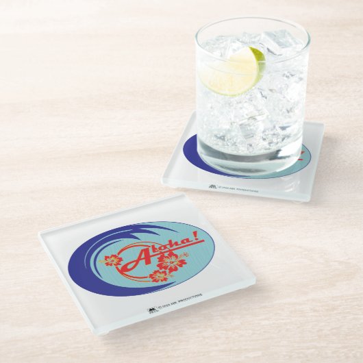 ALOHA 2-LOGO GLASUNTERSETZER (Schrägansicht)