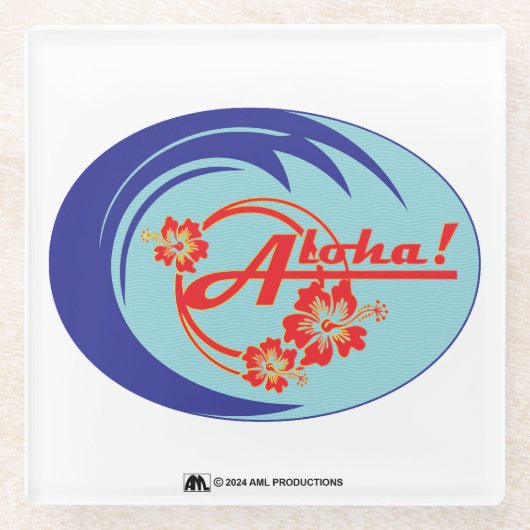 ALOHA 2-LOGO GLASUNTERSETZER (Vorderseite)