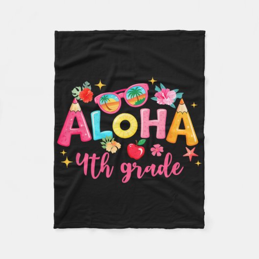 Aloha 4th Grade Summer Vacation Beach Teacher Scho Fleecedecke (Vorderseite)