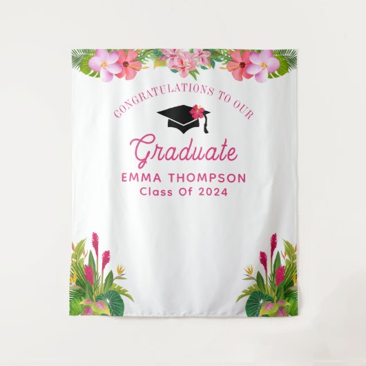 Aloha Abschluss Luau Class of 2024 Backdrop Wandteppich (Vorderseite)
